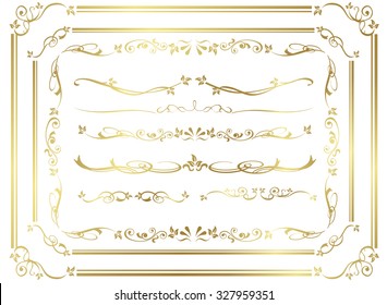 Decorative Gold Frame Set Vector
