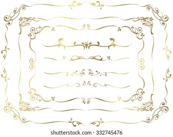 decorative gold frame set Vector