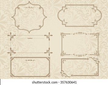 decorative gold frame set Vector