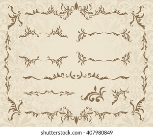 decorative gold frame set Vector