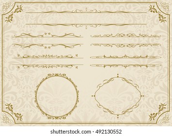 decorative gold frame set Vector
