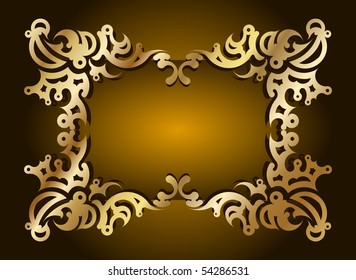 Decorative gold frame for text. Vector