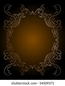 Decorative gold frame for text. Vector
