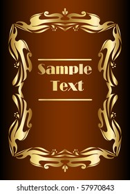 Decorative gold frame for text. Vector