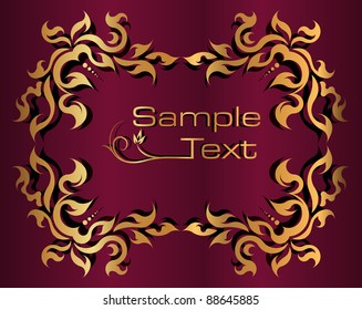 Decorative gold frame for text. Vector
