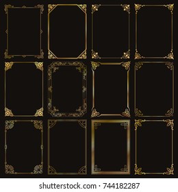 Decorative Gold Frames And Borders Standard Rectangle Proportions Backgrounds Vintage Design Elements Set 