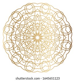 Decorative gold ornament. Luxury mandala in ethnic style. Oriental circular golden illustration. Arabic, Islamic, moroccan, asian, indian, Turkish, Pakistan, Chinese, Moroccan native african Motif.