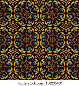 decorative gold pattern on a black background