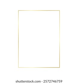 Decorative gold rectangle frame for note text. Vintage rectangular shape from line. Highlight and underline text box decorative. Golden line border. Vector on isolated background illustration