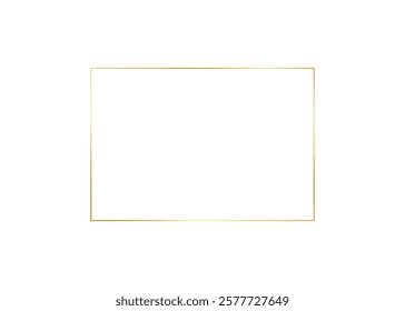 Decorative gold rectangle frame for note text. Vintage rectangular shape from line. Highlight and underline text box decorative. Golden line border. Vector on isolated background illustration