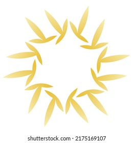 Decorative gold round border with floral element. Trendy vintage golden frame with modern ornament. Ethnic tribal rounded pattern in form of mandala. Copy space. Vector illustration.