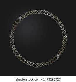 Decorative gold round frame with abstract floral ornament. Circular frame. Elegant element for design. Vector.