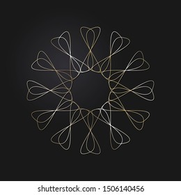 Decorative gold round frame with abstract floral ornament. Circular frame. Elegant element for design. Vector.
