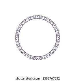 Decorative gold round frame for design with a abstract geometrical ornament. Circle frame. Elegant element for printing of cards, invitations, books, for textiles, engraving, forging. Vector.