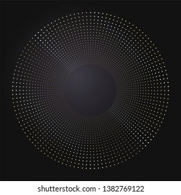 Decorative gold round frame for design of dots. Circle frame. Elegant element for printing of cards, invitations, books, for textiles, engraving, wooden furniture, forging. Vector.