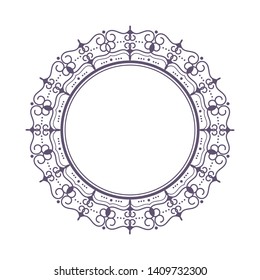 Decorative gold round frame for design with a abstract geometrical ornament. Circle frame. Elegant element for printing of cards, invitations, books, for textiles, engraving, forging. Vector.
