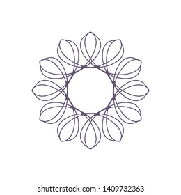 Decorative gold round frame for design with a abstract geometrical ornament. Circle frame. Elegant element for printing of cards, invitations, books, for textiles, engraving, forging. Vector.