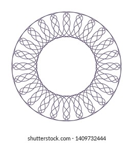 Decorative gold round frame for design with a abstract geometrical ornament. Circle frame. Elegant element for printing of cards, invitations, books, for textiles, engraving, forging. Vector.