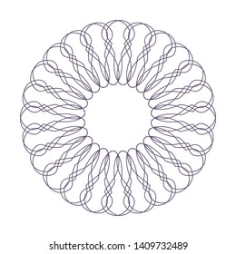 Decorative gold round frame for design with a abstract geometrical ornament. Circle frame. Elegant element for printing of cards, invitations, books, for textiles, engraving, forging. Vector.