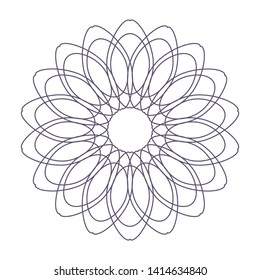 Decorative gold round frame for design with a abstract geometrical ornament. Circle frame. Elegant element for printing of cards, invitations, books, for textiles, engraving, forging. Vector.