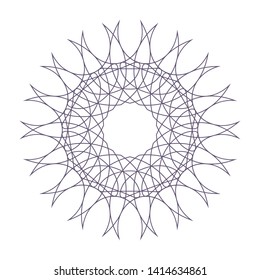 Marco dorado decorativo para el diseño con un adorno geométrico abstracto. Marco circular. Elegante elemento para imprimir tarjetas, invitaciones, libros, para textiles, grabado, forja. Vector.