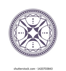 Decorative gold round frame for design with a abstract geometrical ornament. Circle frame. Elegant element for printing of cards, invitations, books, for textiles, engraving, forging. Vector.