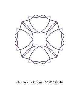 Decorative gold round frame for design with a abstract geometrical ornament. Circle frame. Elegant element for printing of cards, invitations, books, for textiles, engraving, forging. Vector.