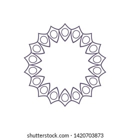 Decorative gold round frame for design with a abstract geometrical ornament. Circle frame. Elegant element for printing of cards, invitations, books, for textiles, engraving, forging. Vector.