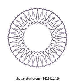 Decorative gold round frame for design with a abstract geometrical ornament. Circle frame. Elegant element for printing of cards, invitations, books, for textiles, engraving, forging. Vector.