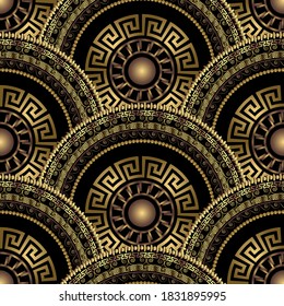 Dekoratives, nahtloses 3D-Muster aus Gold. Mandala-Grauschmuck