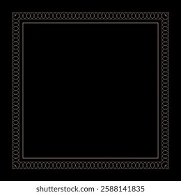 Decorative gold Square frame with abstract pattern on a black background. Template for laser cutting, printing postcards, invitations, books, for textiles, engraving, wooden furniture, forging. Vector