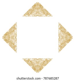 Decorative, gold vintage frame based on manually drawn abstract pattern