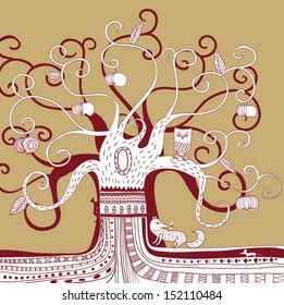 Decorative golden autumn tree