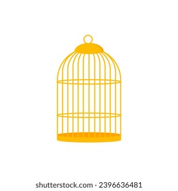 Decorative golden bird cage illustration isolated on white background