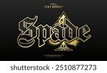 decorative golden black spade editable text effect design