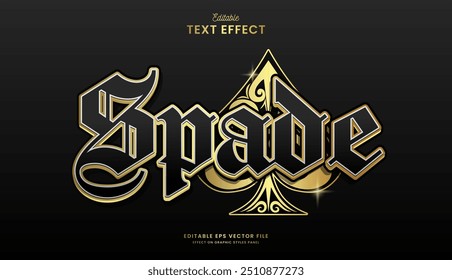 decorative golden black spade editable text effect design