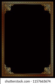Decorative golden border frame background certificate template in classic A4 proportion vector