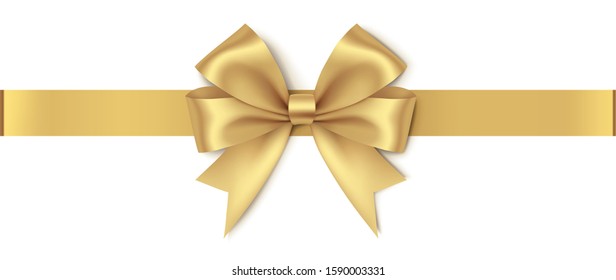 Arco dorado decorativo con cinta horizontal aislada en fondo blanco. Ilustración del vector