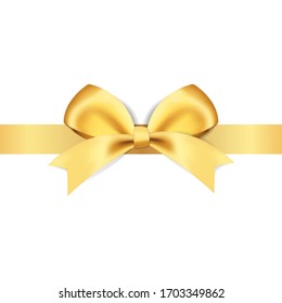 Decorative golden bows with yellow ribbon vector illustration