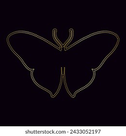 Decorative golden butterfly, outline of a winged insect. Vector graphics.