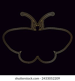 Decorative golden butterfly, outline of a winged insect. Vector graphics.