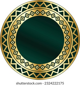 Decorative golden circles frame. Rounded rings with ornate ornament in oriental and arabic style antique disks with patterned vector ornament.
