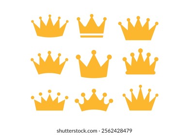 Decorative golden crown vector illustration set for festive occasions, golden crown, crown collection, luxury, elegant, premium, majestic, decorative, crownlike, imagery, ornate, prestigious, affinity