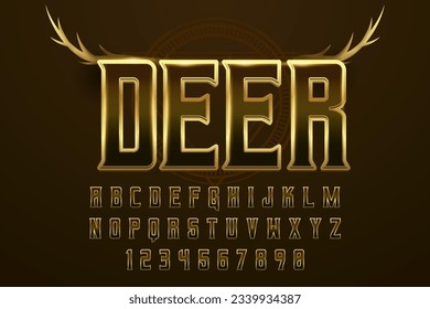 decorative golden deer editable text effect vector design