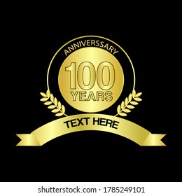 Decorative golden emblem of anniversary - vector illustration black background 