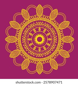 Decorative golden floral mandala on white background