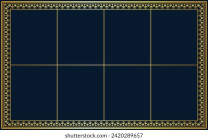 Marco dorado decorativo o borde lujoso decoración ornamental de diseño vectorial