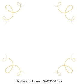 Decorative golden frame of curly element, isolated on a transparent background. Vector illustration. 