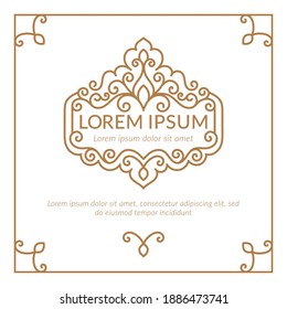 Decorative golden frame with vector ornament. Elegant, classic elements. Can be used for jewelry, beauty and fashion industry. Great for logo, emblem, background or any desired idea.