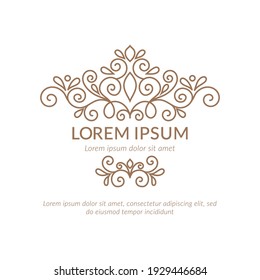 Marco dorado decorativo con adorno vectorial. Elementos elegantes y clásicos. Se puede usar para la joyería, la belleza y la industria de la moda. Ideal para logotipo, emblema, fondo o cualquier idea deseada.